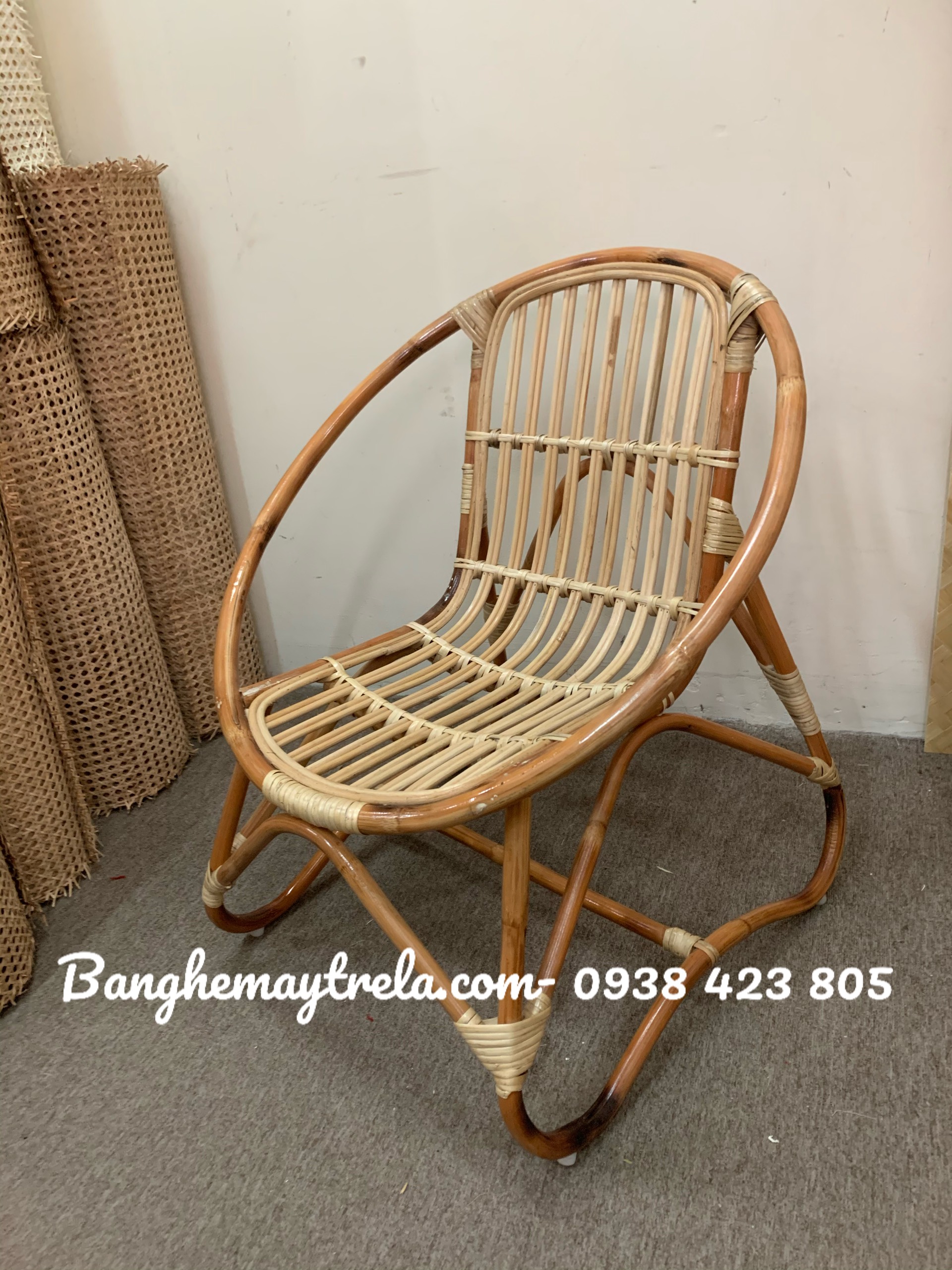 Ghế sò mây tự nhiên chân quỳ